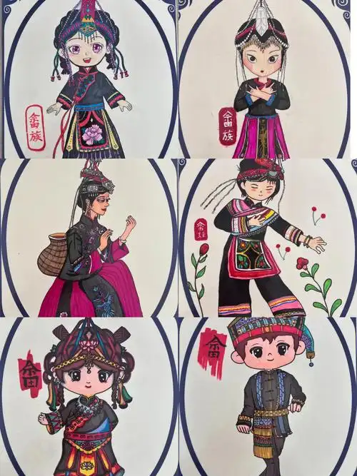 少数民族人物服饰画之畲族系列2