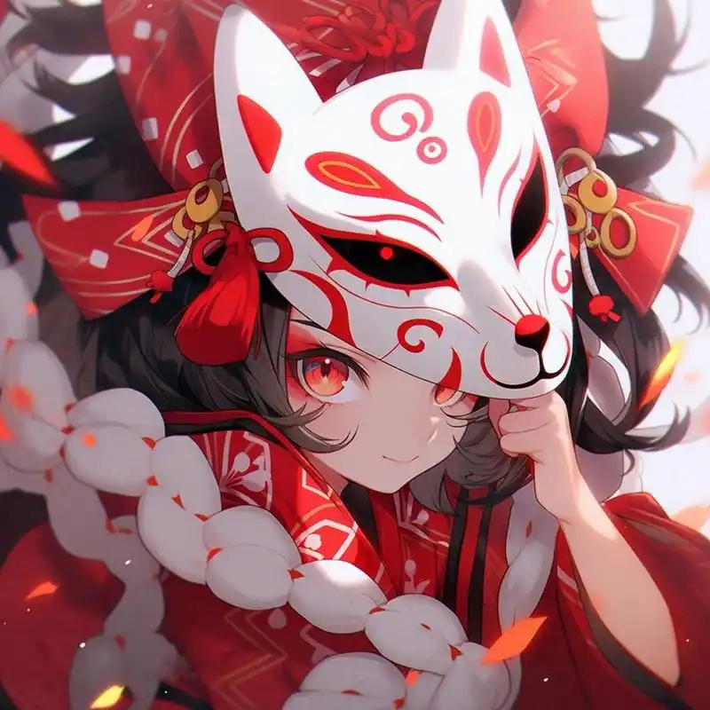 扭扭我发布的第一个作品就是狐狸面具女生头像,这次算是同类型复柯镲