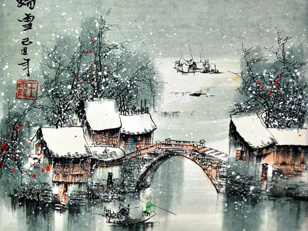 江南水乡水墨速写