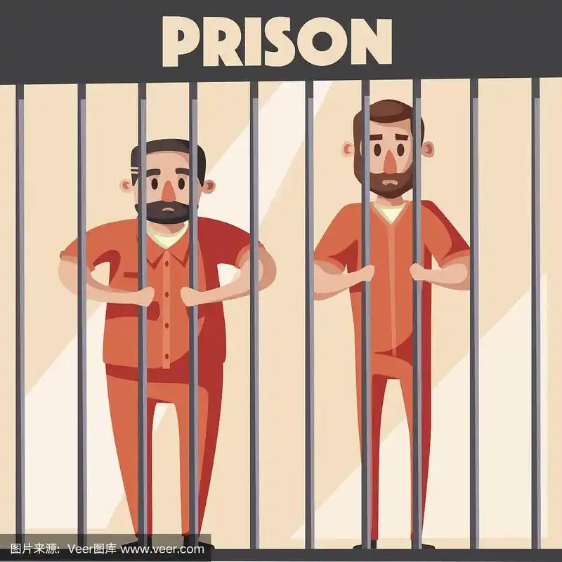 监狱的囚犯.角色设计.卡通矢量图