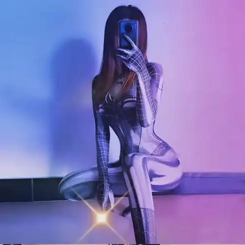 抖音女蜘蛛侠紧身衣性感黑蜘蛛侠连体套装情趣开档cosplay连体衣