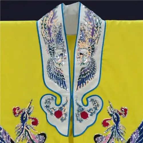 新款京剧黄色舞台表演亮片女帔太真外传京剧旦角戏曲服装戏服定制