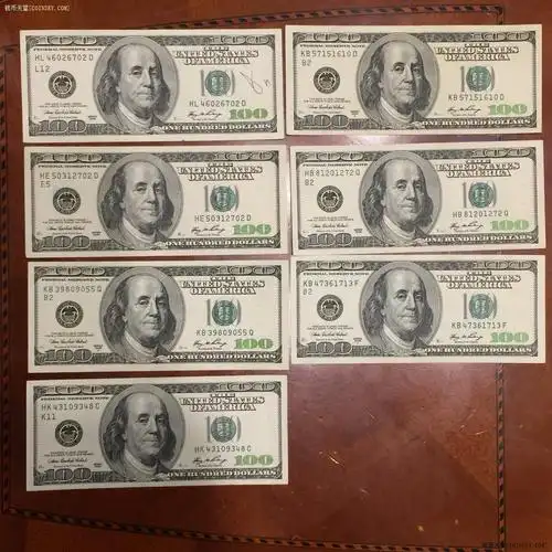 钱币天堂·交易区详情·美国2006年黑白版大头100美元7张