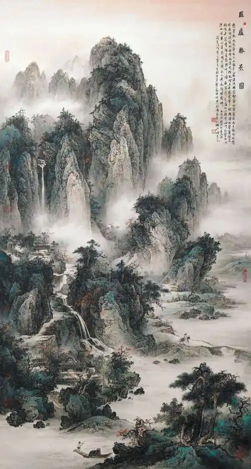 大红袍画家李长田作品赏析:千峰叠翠,万壑生辉_山水画_水墨_色彩
