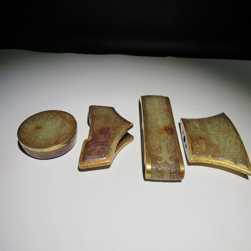 古玉老玉和田玉 高古玉真品古董收藏保真保老 汉代包金玉剑式一套