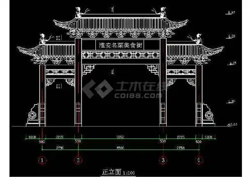 五套古建筑牌坊门楼cad图纸