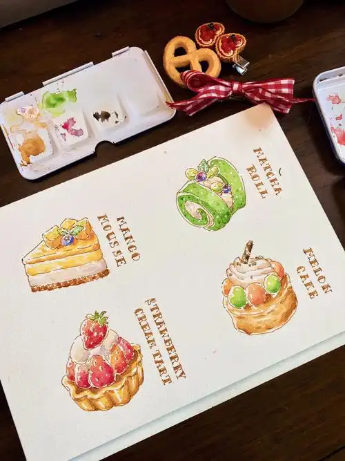 摸鱼练习水果甜品大集合原创水彩