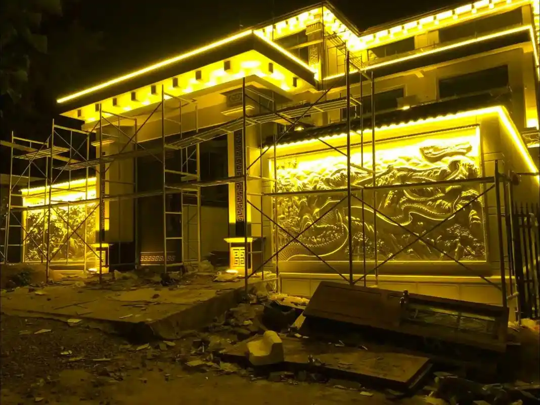 农村自建别墅 #外墙亮化灯具 #同城热点 兰陵彭城专业别墅