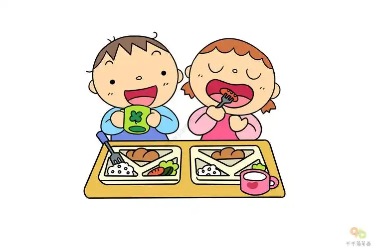 一起享用美味午餐简笔画