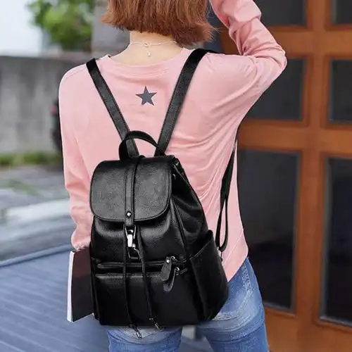 新品双肩包女士背包女简约潮韩版旅行包大容量妈咪包百搭女包百搭