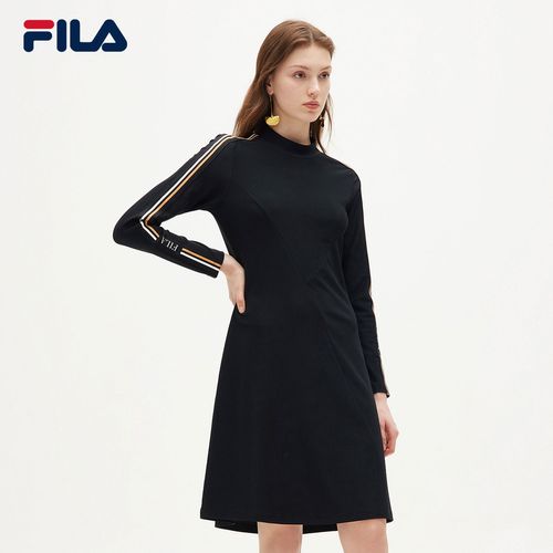 fila斐乐官方连衣裙女子2021年秋季新款翻领长袖运动连衣裙