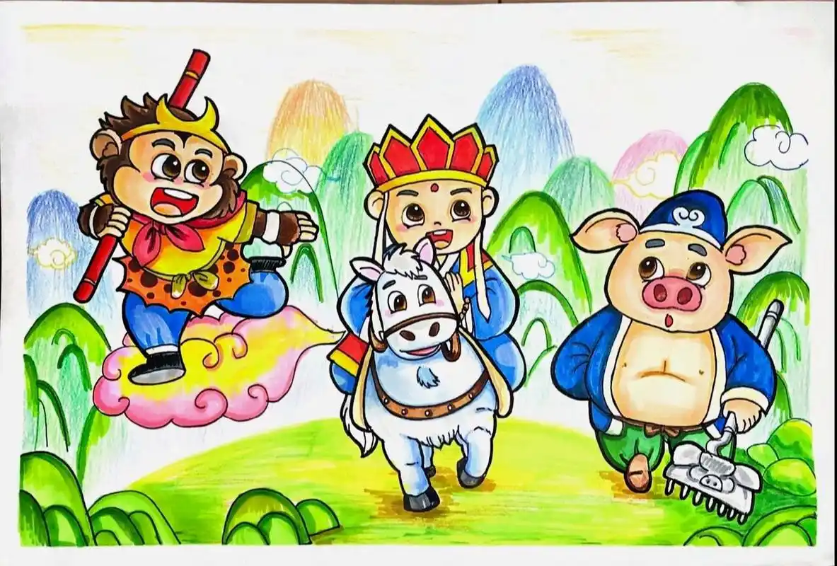 儿童画简笔画 西游记主题 线稿 西游记简笔画 西游记插画 简笔画教程