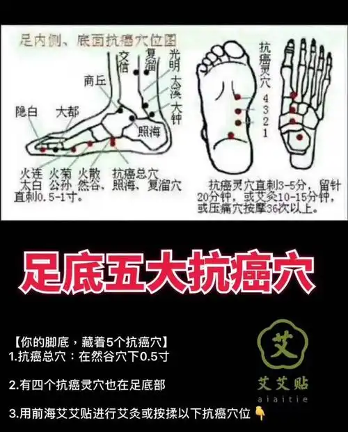 足底五大穴位抗癌灸图