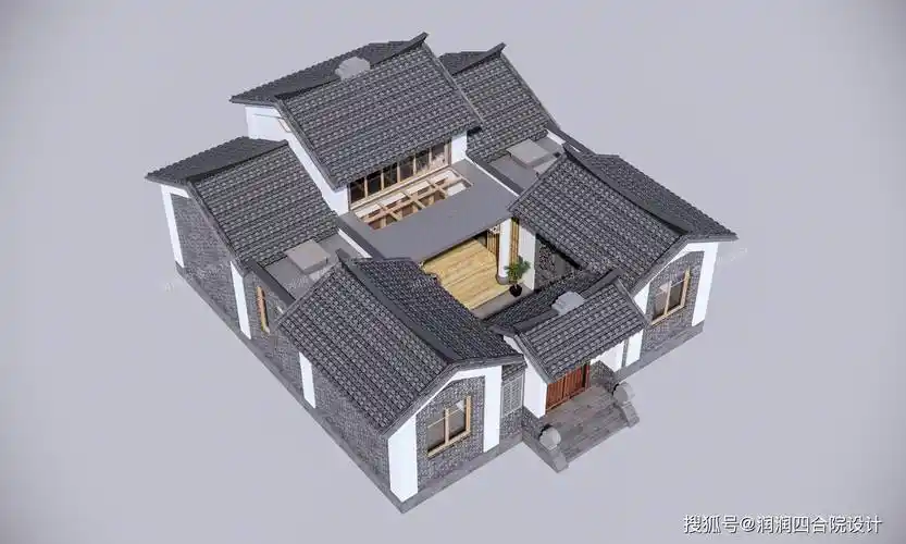 兄弟拼建11米12米小型的农村一层中式四合院润润四合院设计刘鹰