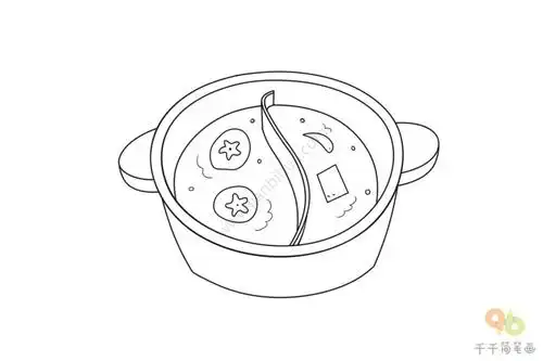 鸳鸯锅底简笔画步骤图