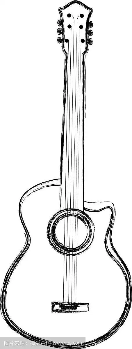 素描画吉他卡通
