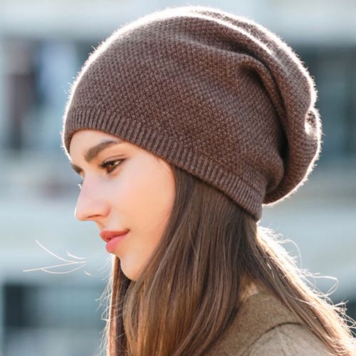 羊绒帽子女冬韩版新款时尚洋气保暖护耳针织帽毛线帽堆堆帽秋百搭 深