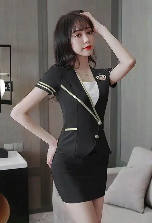 技师工作服套装性感女夜店足疗新款足浴工作服女套装夏酒店职业灰色