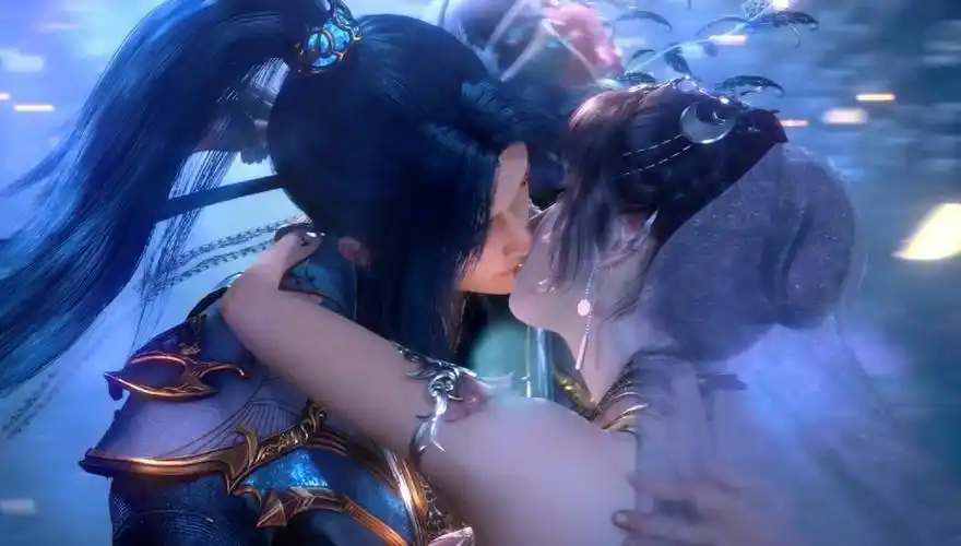 在唐昊阿银的见证下,唐三向小舞求婚,两人接吻,画面太甜了