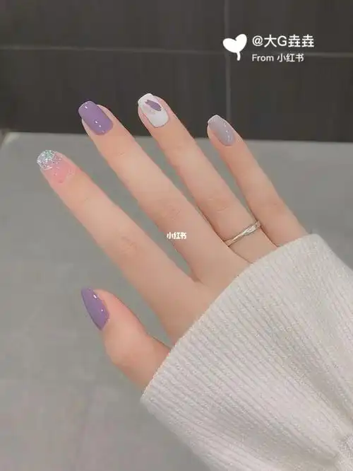 潮好看的显白香芋紫美甲人间小芋圆03