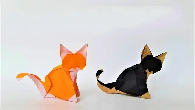 可爱的折纸猫,折好可以立在桌子上,就是难度有点高!