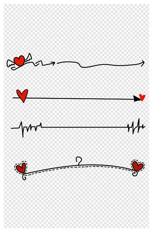 手绘分割线简约线条卡通爱心红心