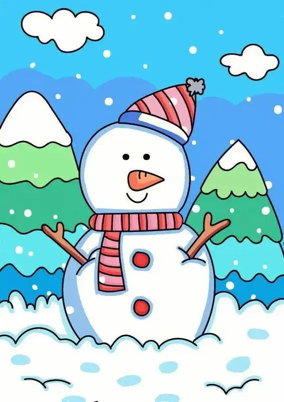 冬天主题画可打印涂色#可打印素材 #幼儿园 #冬天 #主题画 - 抖音