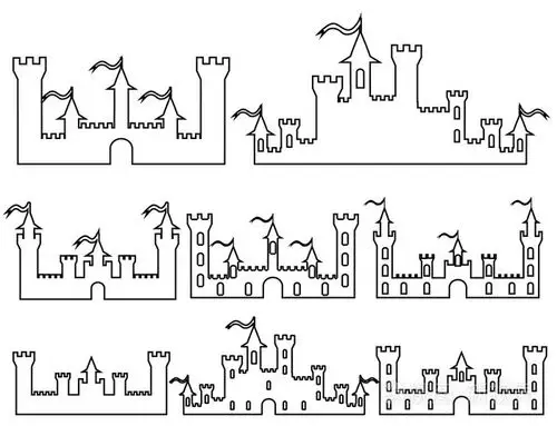 一套奇幻城堡的轮廓设计. 矢量i