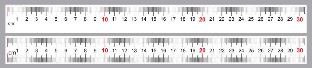 精确的测量工具. 标尺网格300毫米. 公制厘米大小的指示器.照片