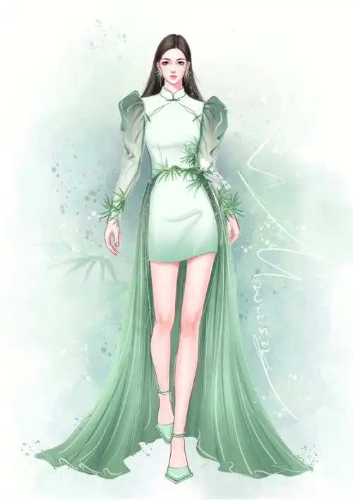 中国风改良旗袍原创服装效果图分享