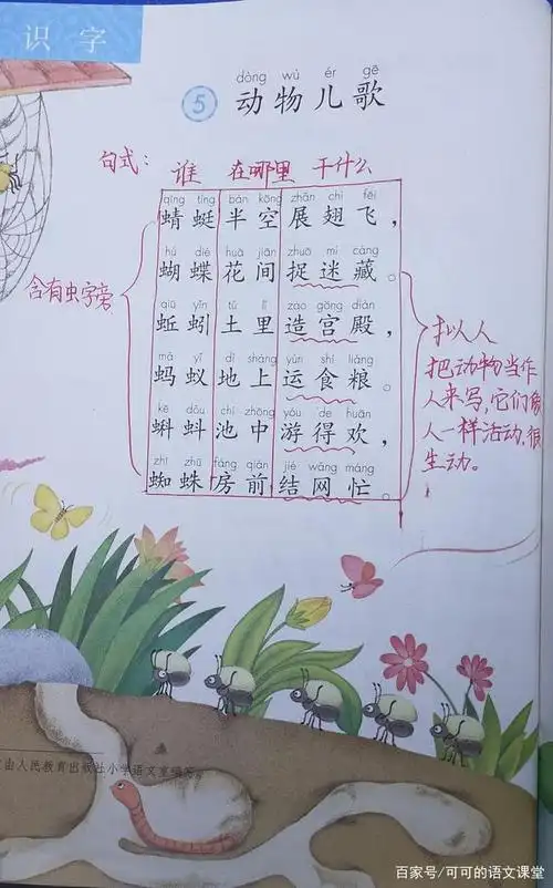 一年级语文下册:5.《动物儿歌》带虫字旁的字都代表昆虫吗?