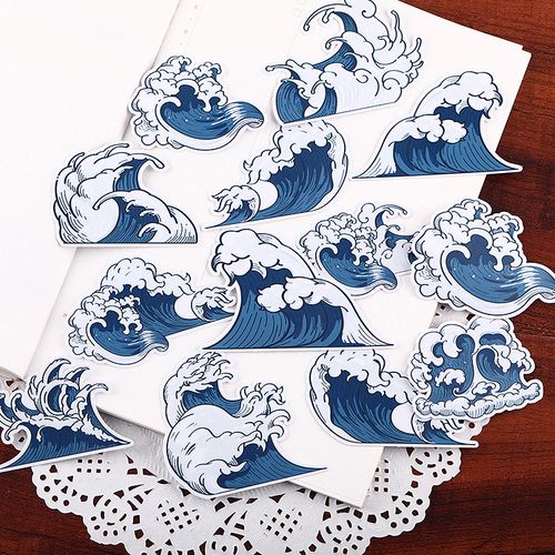 神奈川冲浪里 手帐 杖贴纸日系手账粘贴画手机复古套装素材小工具