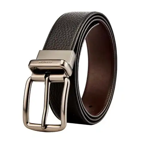 蔻驰coach奢侈品男士专柜款黑灰色pvc配皮经典logo双面用皮带腰带