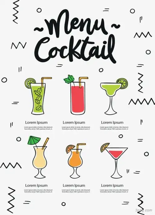 彩色夏天果汁菜单png素材透明免抠图片-其他元素