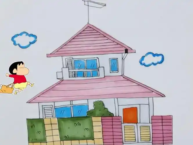 [一百个儿童简笔画手绘教程45/100]蜡笔小新的家