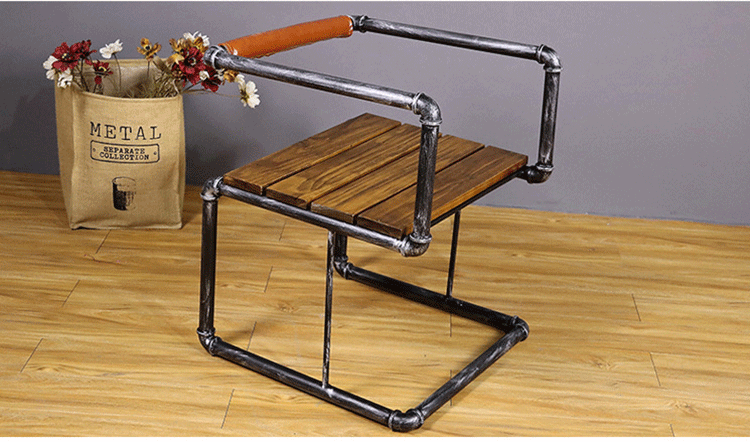 欧式做旧个性流行复古loft餐椅创意酒吧主题餐厅水管小椅子休闲椅