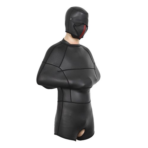 男用情趣捆绑束缚服装外贸新款束手海绵开档带拉链橡胶服现货批发