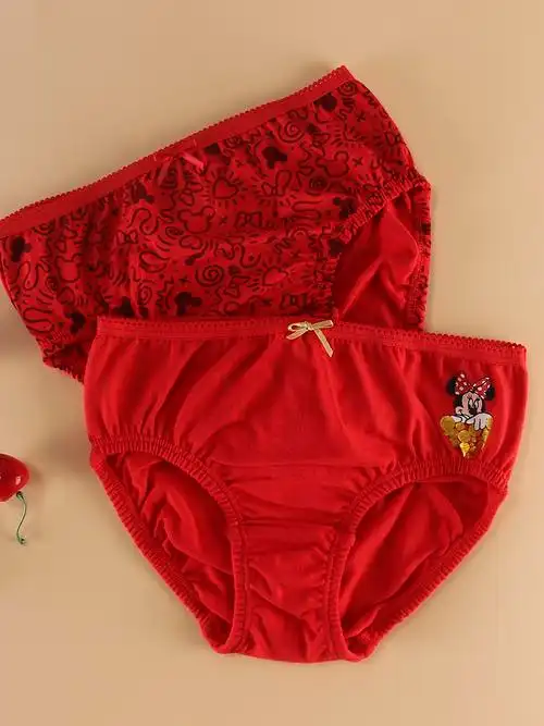 内裤迪士尼女童大红红色本命年三角儿童短裤中大内裤
