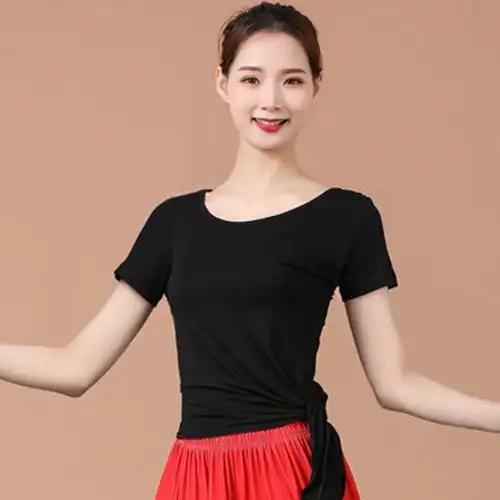 广场舞服装上衣女民族风舞蹈服装表演服莫代尔跳舞衣服单件舞服