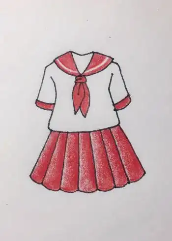 学画学生校服简笔画