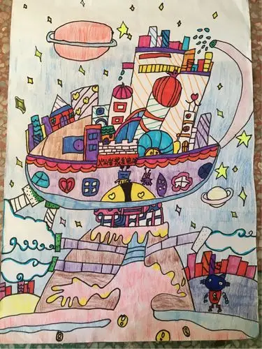 2017东升小学三年级优秀科幻画作品