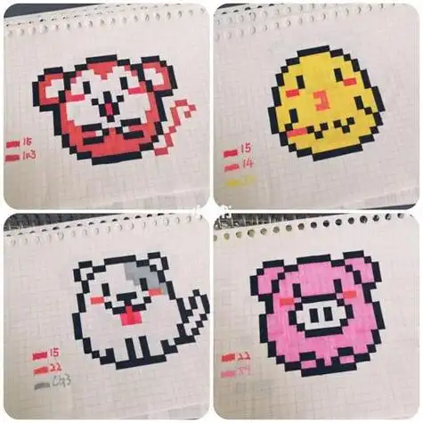 像素画 格子画 十二生肖最后4个格子画简单且可爱94的笔记像素画方格
