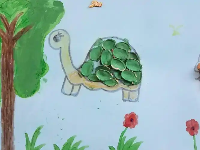 清河门区新北小学 三年一班一班一品 ------果皮粘贴画