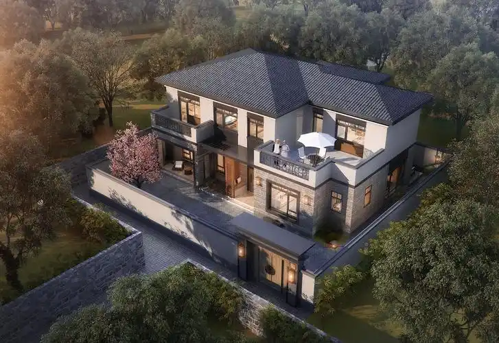 中式合院小别墅效果图