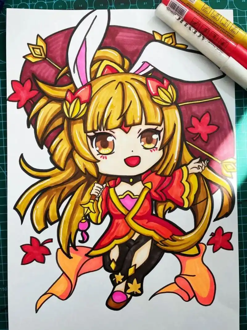 王者荣耀之公孙离 马克笔手绘 王者荣耀游戏人物之公孙离 	 游戏人物