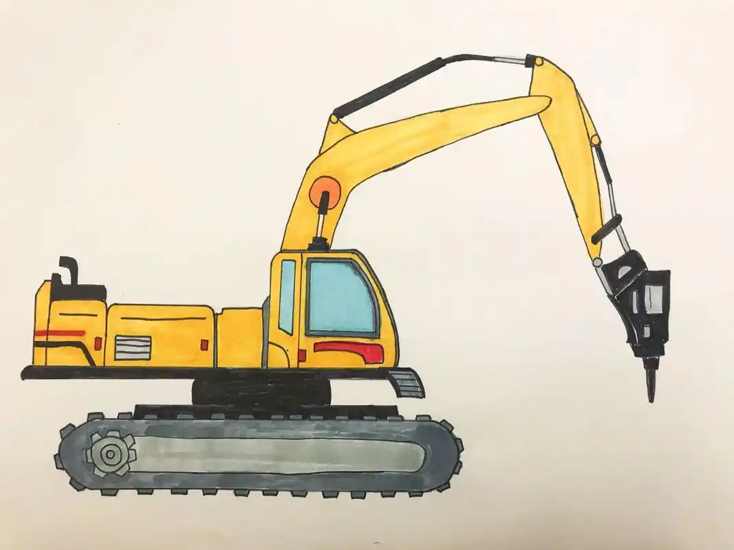 简笔画|钻土机|挖掘机