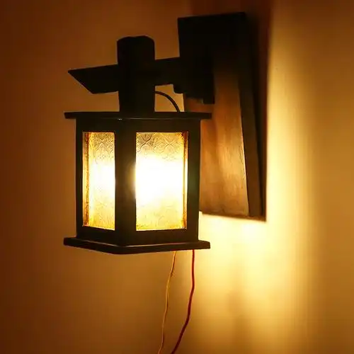 壁灯中式实木床头卧室墙壁仿古客厅灯具酒店壁灯