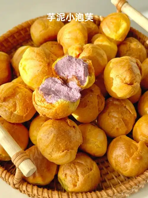 mini芋泥小泡芙这个馅一口下去我香晕了