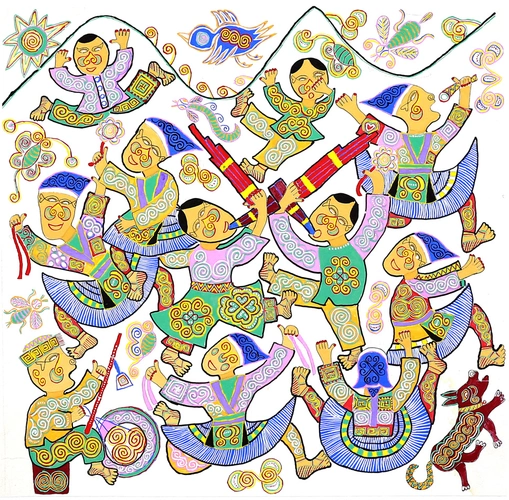 云展|"生命礼赞的乐天派——平坡苗族绘画展"②民俗风情入画来