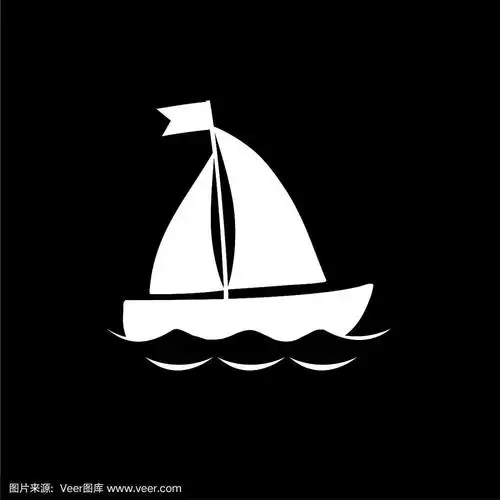 白色的剪影帆船孤立在